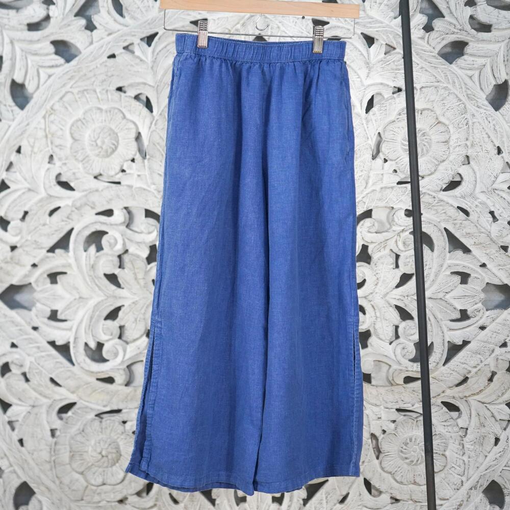 Patagonia Blue Hemp Lyocell Wide-Leg Pants XS Women’s Pull-On Elastic Waist